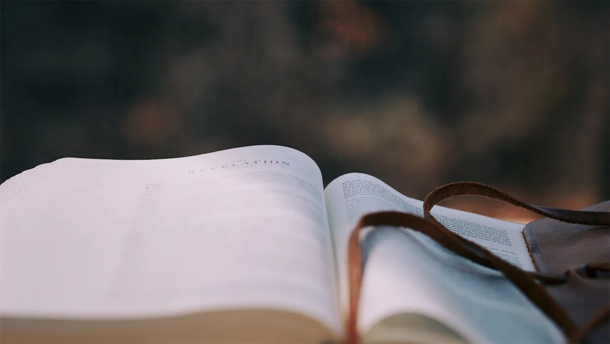 Close up of an open bible.